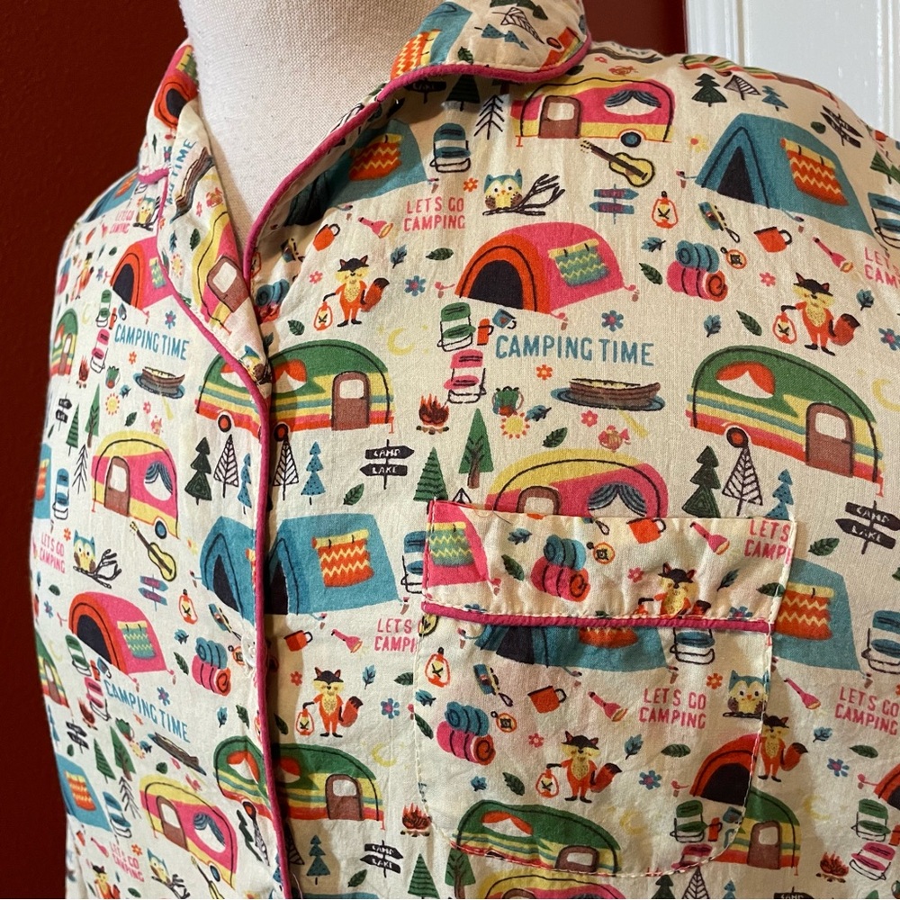 Mahogany Women’s Happy Camper 100% Cotton Camp Novelty Matching Pajama Set - Picture 3 of 6